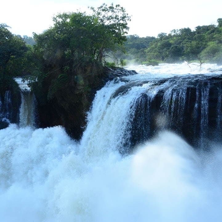 Waters of Murchison Falls as they fall into a 40 meter deep.