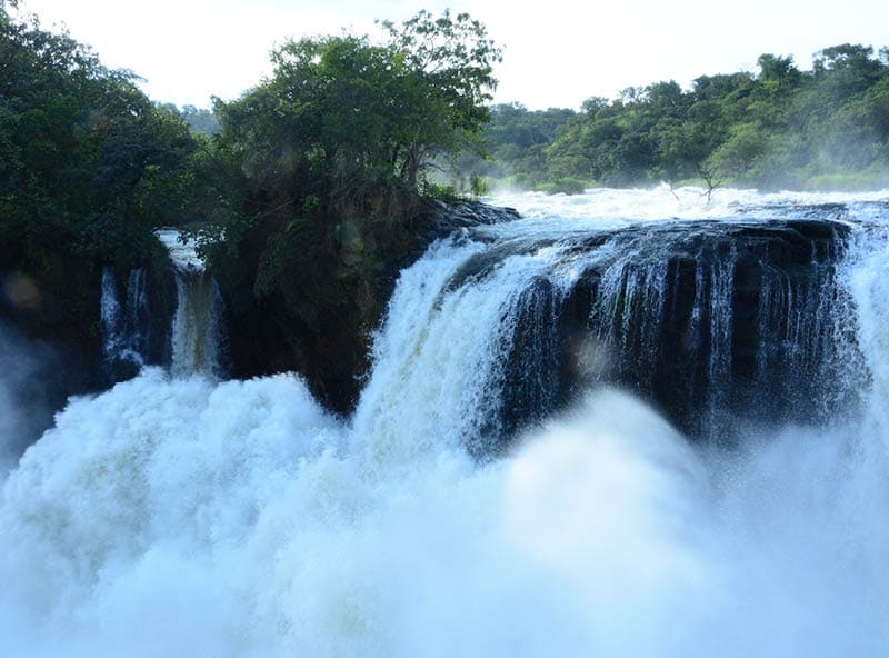 Waters of Murchison Falls as they fall into a 40 meter deep.