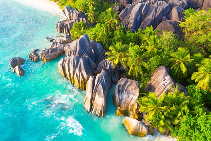 Anse Source D'Argent - the most beautiful beach of Seychelles. La Digue Island, Seychelles