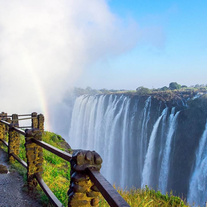 view of Victoria Falls at Zambia side, one of most iconic African natural landmarks
