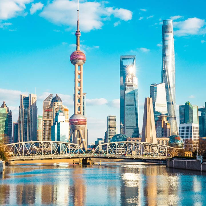 Shanghai skyline behind the Garden Bridge (The Bund view)