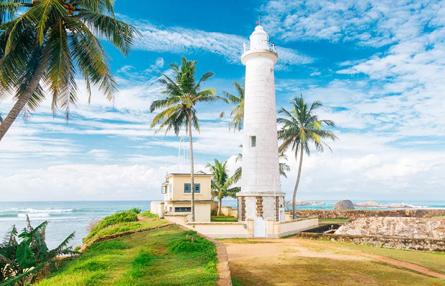 Galle Fort Lighthouse, Sri Lanka. Blue sky with clouds on the background. Shot with Canon 5D mk III