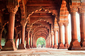 Diwan-i-Am (Hall of Audience) at the Red Fort in New Delhi, India.