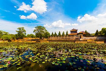Pond by the Imperial City in Hue, Vietnam