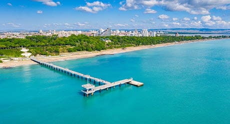 Aerial view of the pier of Burgas in Bulgaria