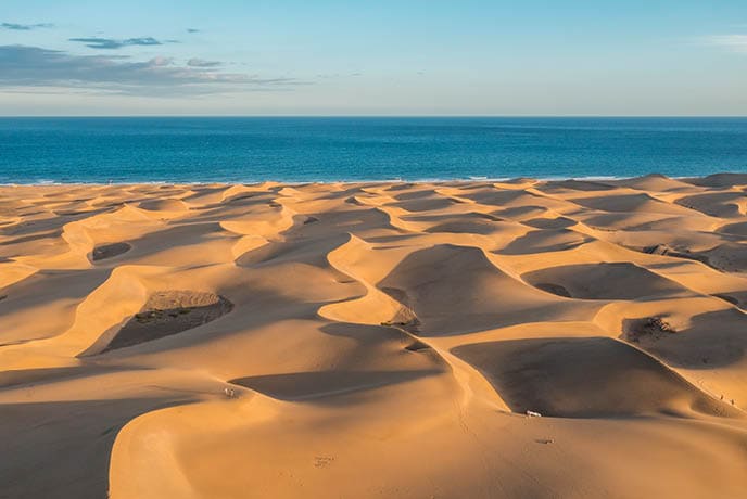 Aerial Maspalomas dunes view on Gran Canaria, Canary Islands, Spain