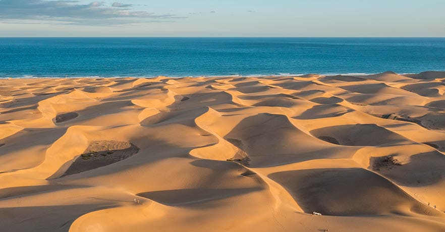 Aerial Maspalomas dunes view on Gran Canaria, Canary Islands, Spain