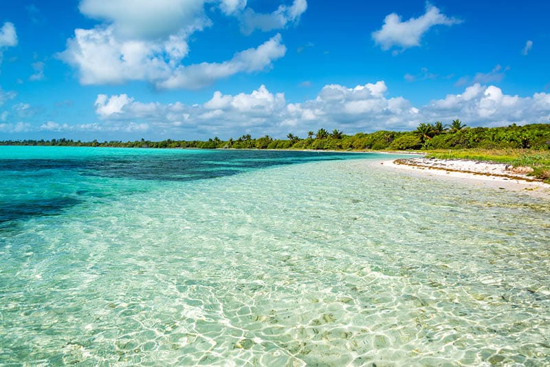 Beautiful Caribbean Sea landscape in the Sian Kaan Biosphere Reserve near Tulum, Mexico