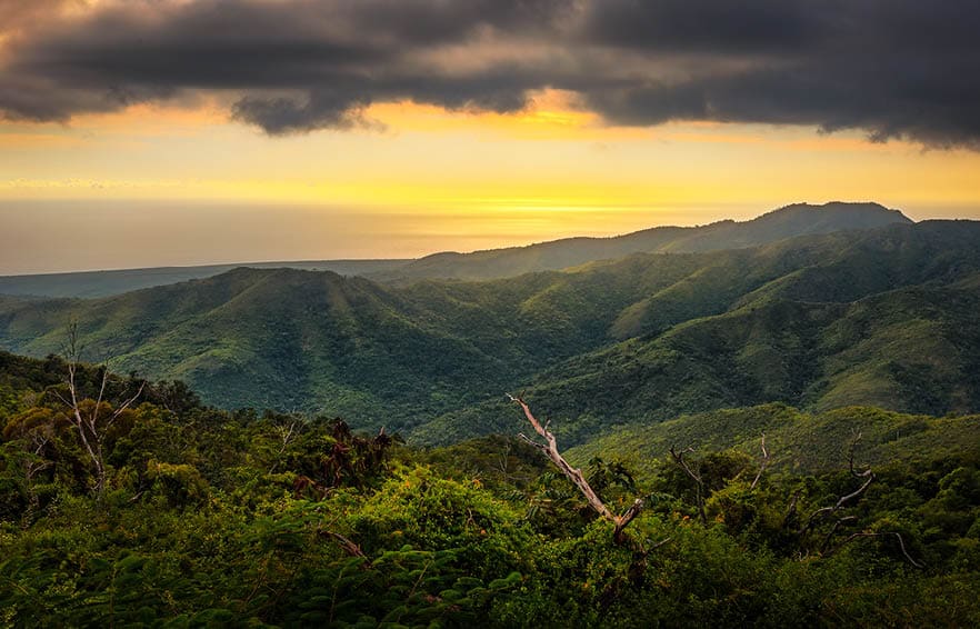 Sunset over the national park Topes de collantes, Cuba