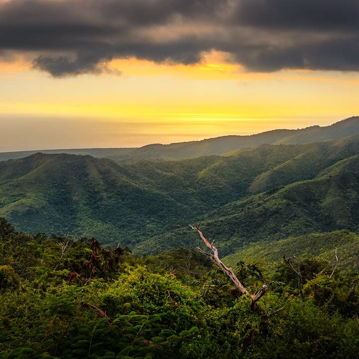 Sunset over the national park Topes de collantes, Cuba
