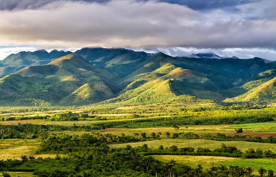 Valle de los Ingenios (Valley sugar mills) in Cuba, a famous tourist destination and a major sugarcane growing area. Trinidad 