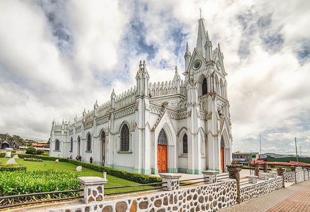 Side view of the San Isidro Catholic Church
