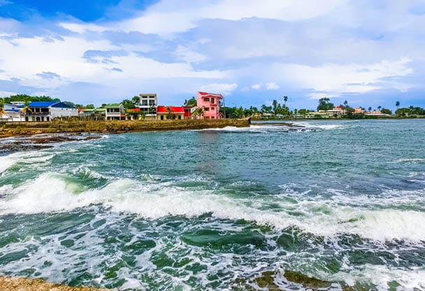 Port Limon - seaport in Costa Rica. Sea and blue sky