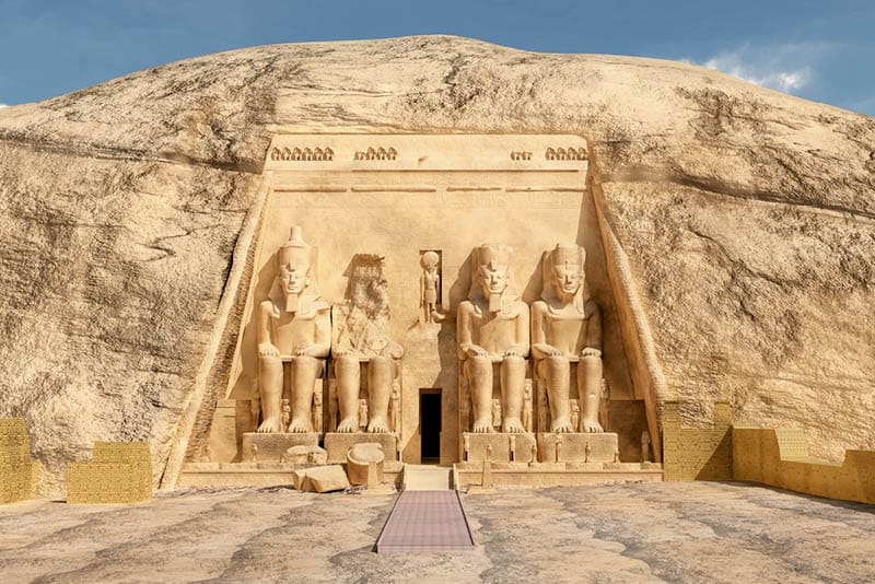 Computer generated 3D illustration with the great temple of Abu Simbel in Egypt