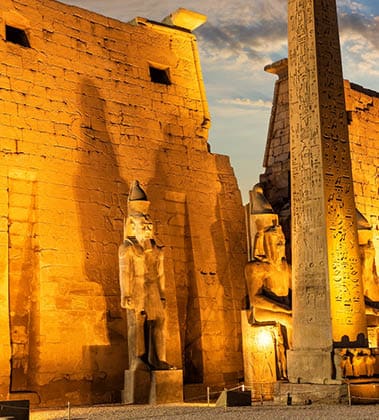 Luxor Temple side view, beautiful sunset light, Egypt