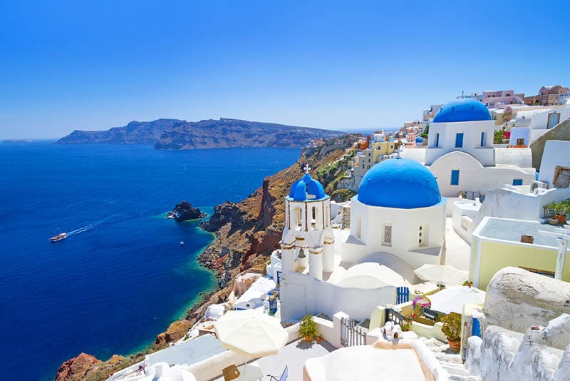 Architecture of Oia town on Santorini island, Greece