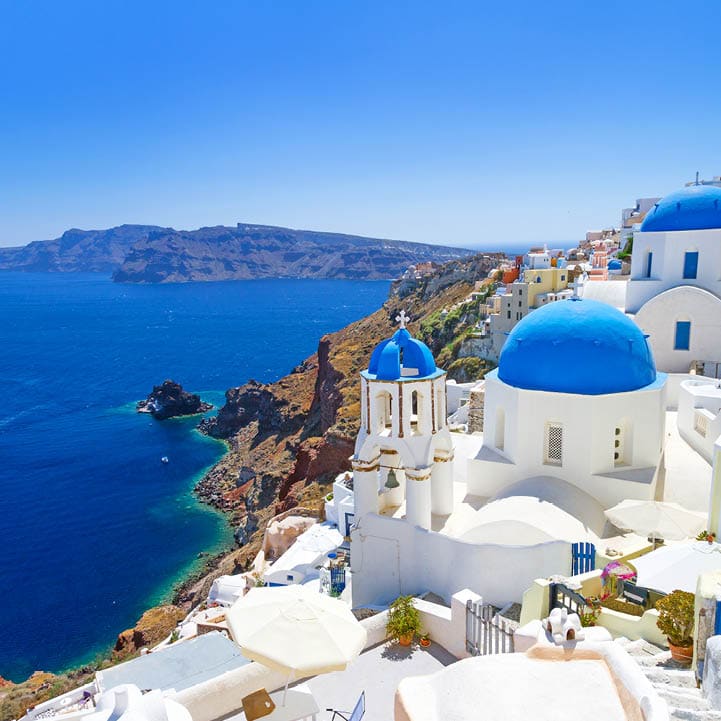 Architecture of Oia town on Santorini island, Greece