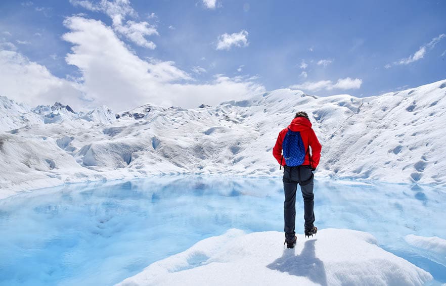 Walking girl in perito moreno