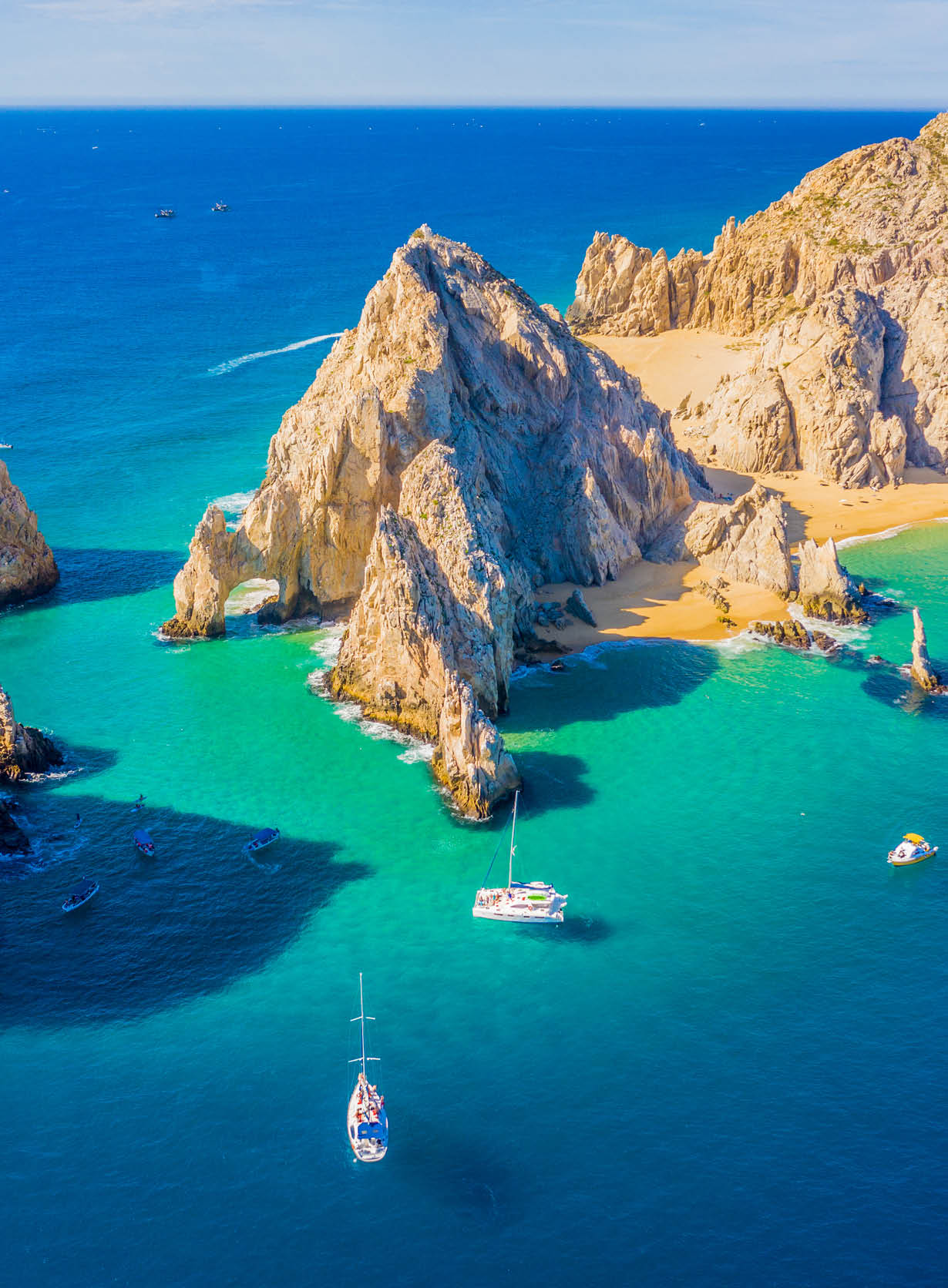 El Arco de Cabo San Lucas, Baja California Sur, Mexico; aerial view of Lands End, the southernmost tip of the Baja California peninsula