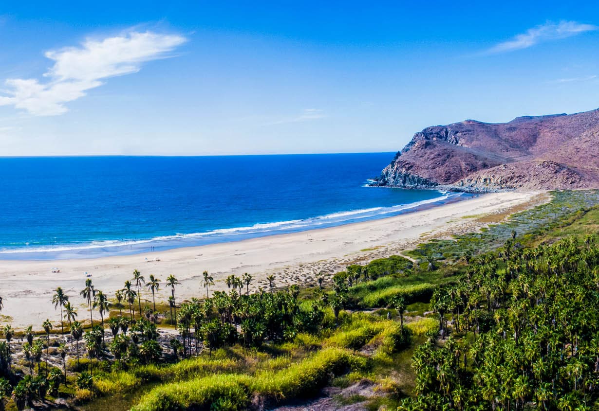 Scenics from the beaches of the sea of cortez, where the desert meets the sea, Baja California sur Mexico.