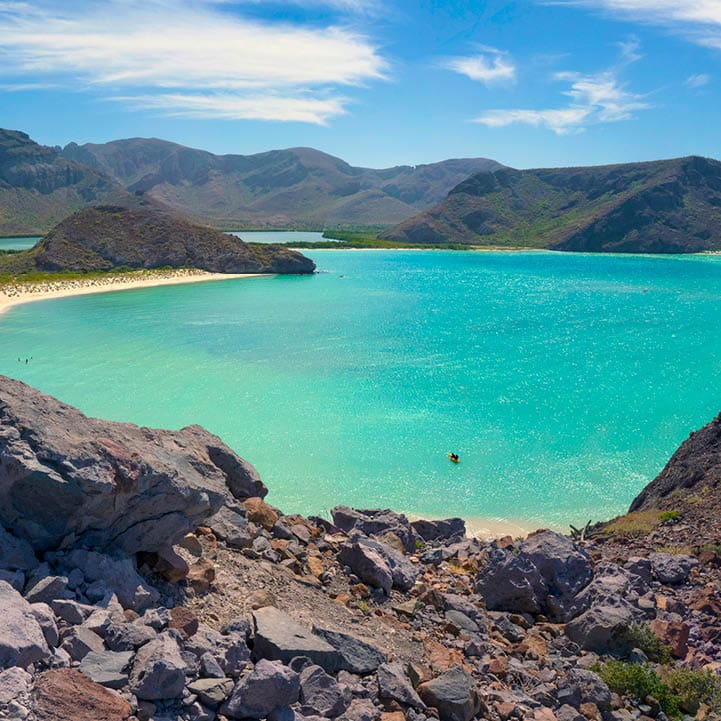 Balandra Bay (Bahia Balandra) just north of La Paz is one of the most beautiful coastal areas in Mexico. The bay is on the Sea of Cortez side of Baja California Sur.