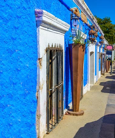 Colourful houses in San Jose del Cabo, Mexico.