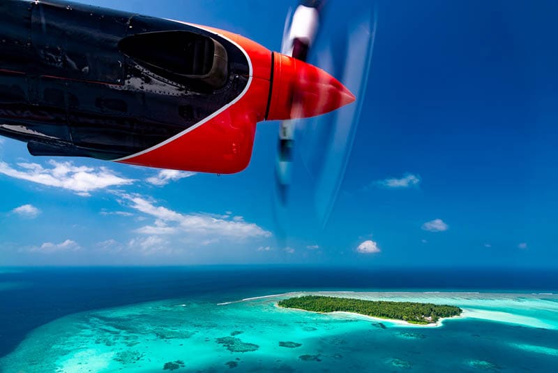 Flying over Dhaalu atoll Maldives 