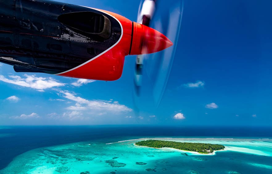 Flying over Dhaalu atoll Maldives 