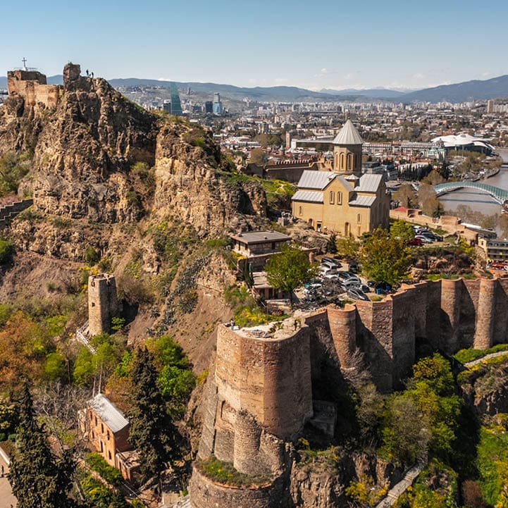 Aerial view of Narikala Fortress in Tbilisi