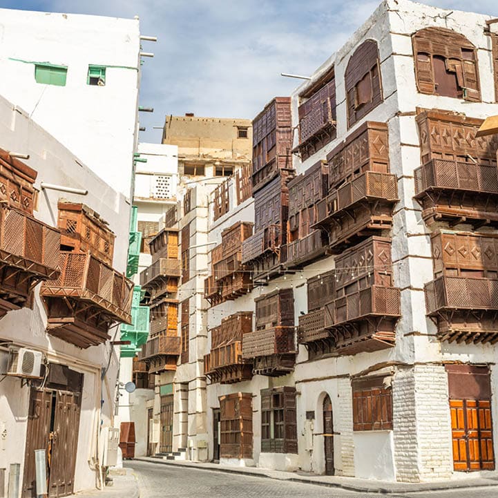 Al-Balad old town with traditional muslim houses with wooden windows and balconies, Jeddah, Saudi Arabia8