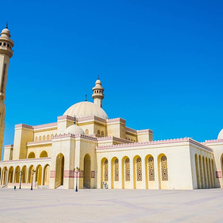 Al Fateh Grand Mosque in Manama, the capital of Bahrain.