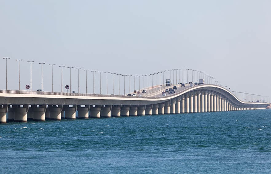 King Fahd Causeway which connects Saudi Arabia and Bahrain. Manama, Kingdom of Bahrain, Middle East