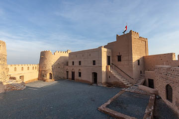The inside of the historic Fujairah Fort during daytime, United Arab Emirates, landmark