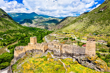 Aerial view of Khertvisi fortress in Meskheti, Georgia