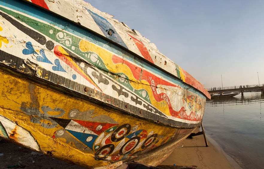 Fisher boats in the harbor of Saint-Louis. Senegal
