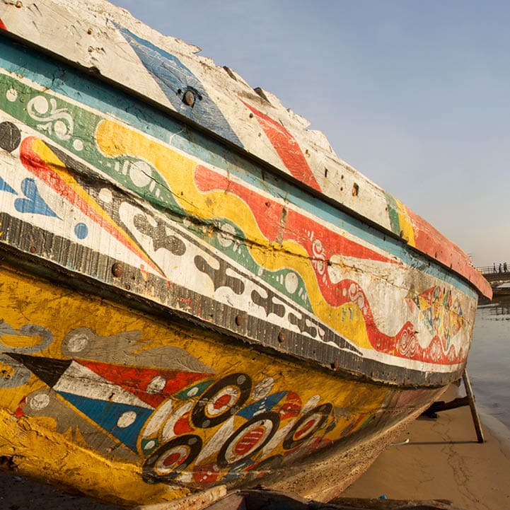 Fisher boats in the harbor of Saint-Louis. Senegal