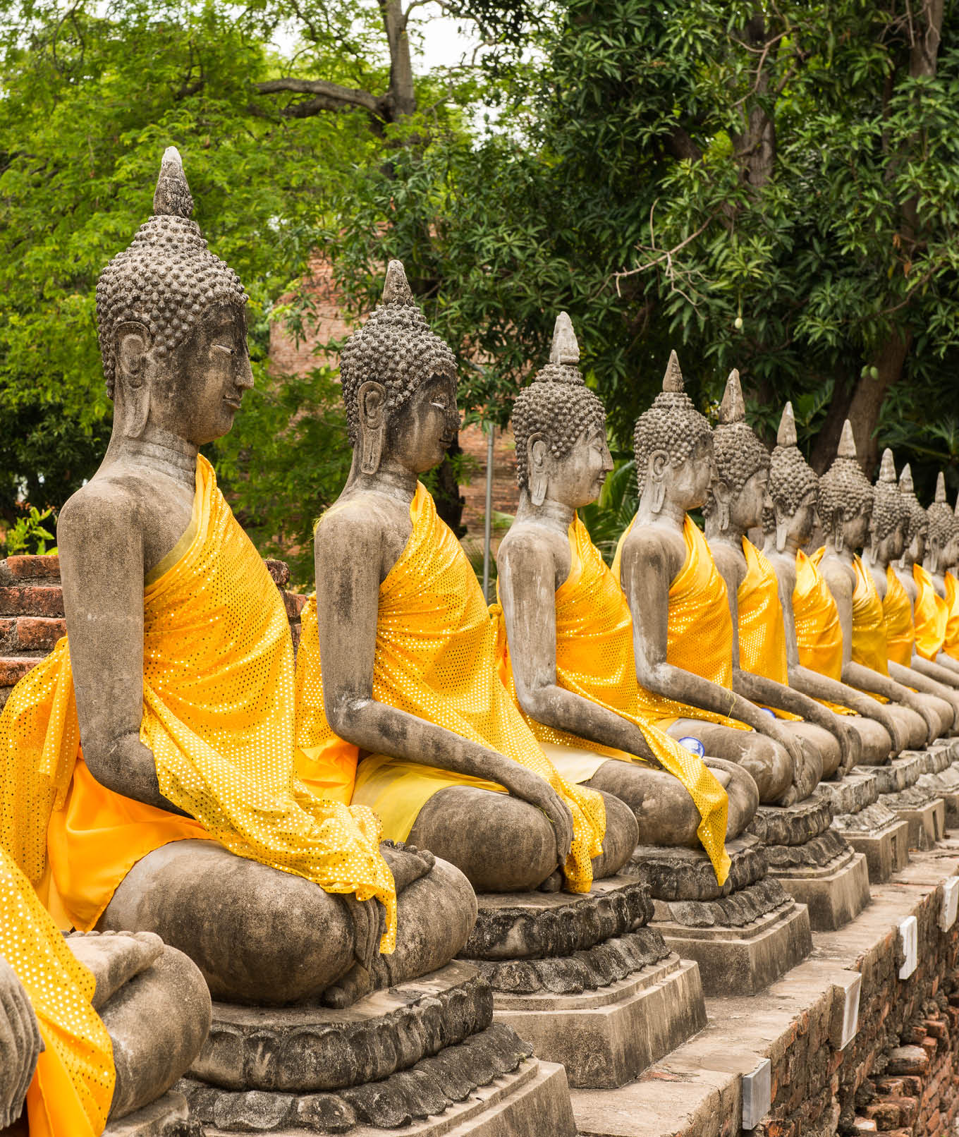 old Buddha statue in temple at Wat Yai Chai Mongkol at Ayutthaya, Thailand. World Heritage Site 