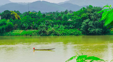 boat at Perfume River (Song Huong) near Hue, Vietnam