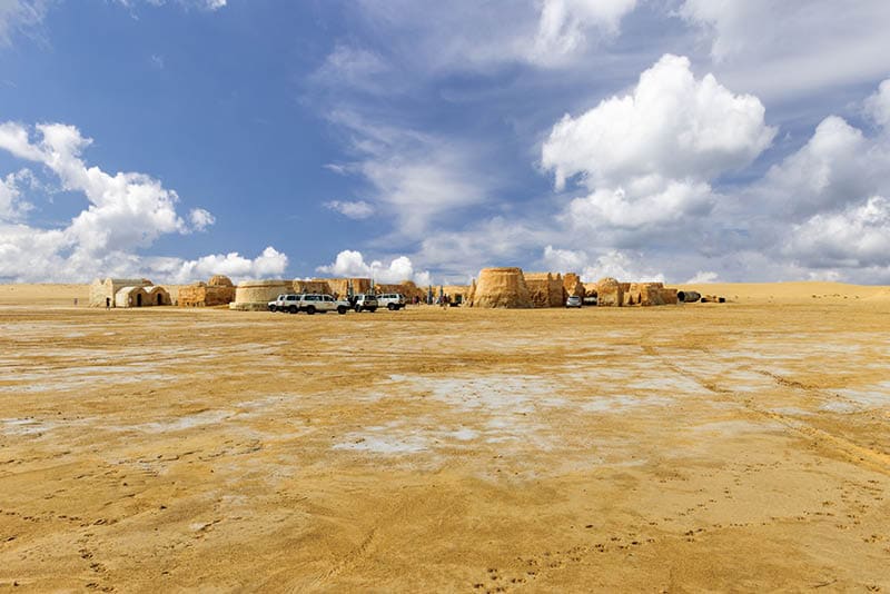 The scenery of the planet Tatooine from the film Star Wars, Sahara, Tunisia.