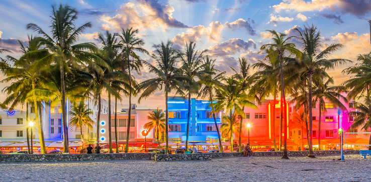 Miami Beach, Florida USA cityscape on Ocean Drive.