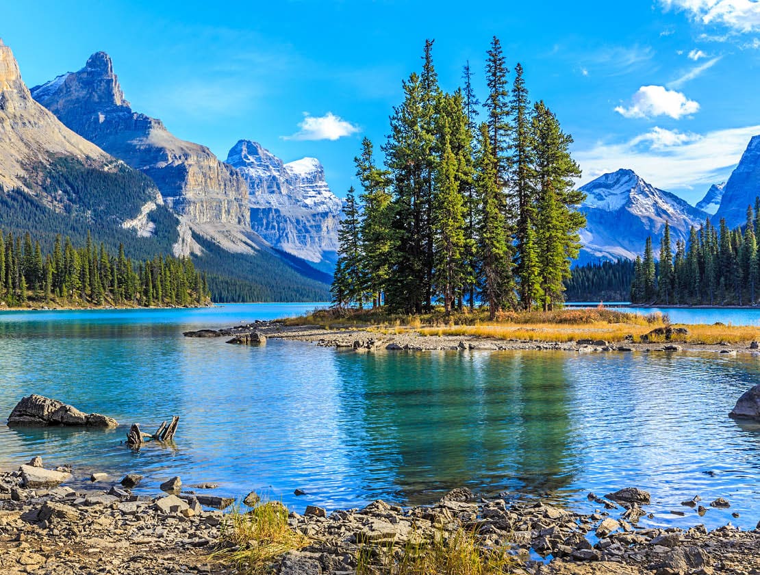 Spirit Island in Maligne Lake, Jasper National Park, Alberta, Canada