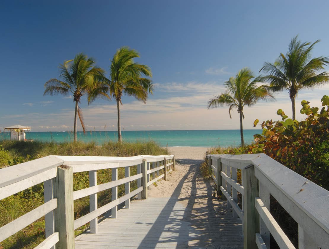 Boardwalk to a Florida beach in Winter, USA