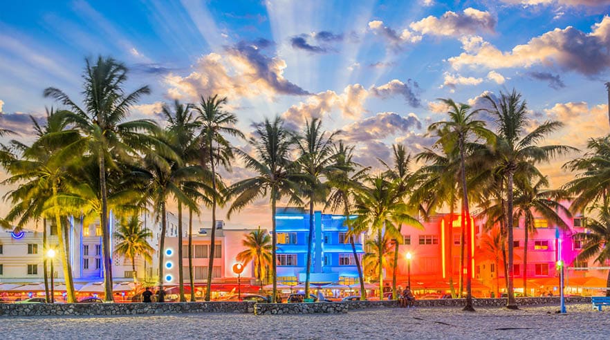 Miami Beach, Florida USA cityscape on Ocean Drive.